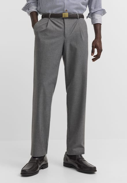 Bugatti Herren Broek met plooien Elio Relaxed Fit in flanell-look