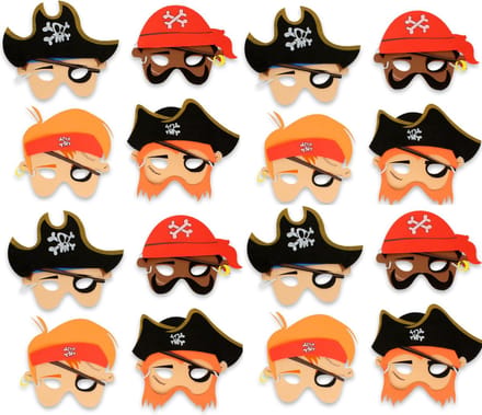 Maskers Piraat | 16 Piratenmaskers met 16 Gratis Tattoo's