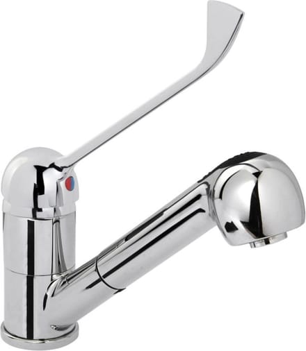 Robinet de cuisine avec douchette extractible, acier inoxydable, hauteur 230 mm - Hendi 810255