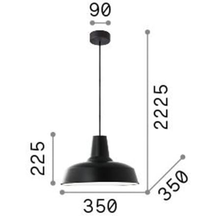 Hanglamp Ideal Lux Moby, koperkleurig, metaal, Ø 35 cm