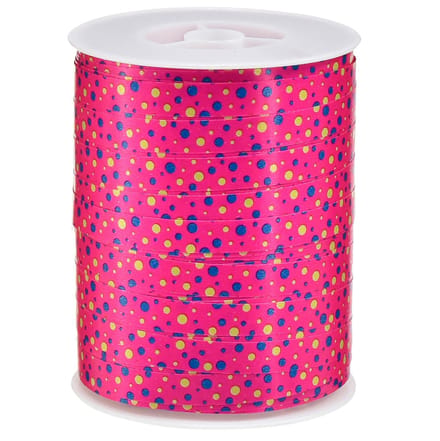 Krullint cadeaulint roze met stippen 10mm 250m