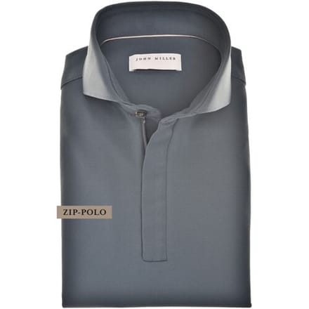 John Miller Polo Slim Hyperstretch Long Sleeve Zip Collar Donker Blauw Melange / male