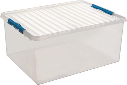Sunware Q-Line opbergbox 120L - 80x50x38 cm - Transparant/Blauw