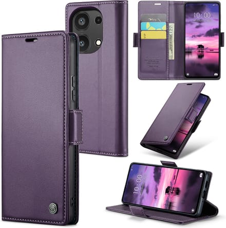 CaseMe Wallet Case met RFID Bescherming en Magneetsluiting voor Redmi Note 13 Pro 4G _ Paars