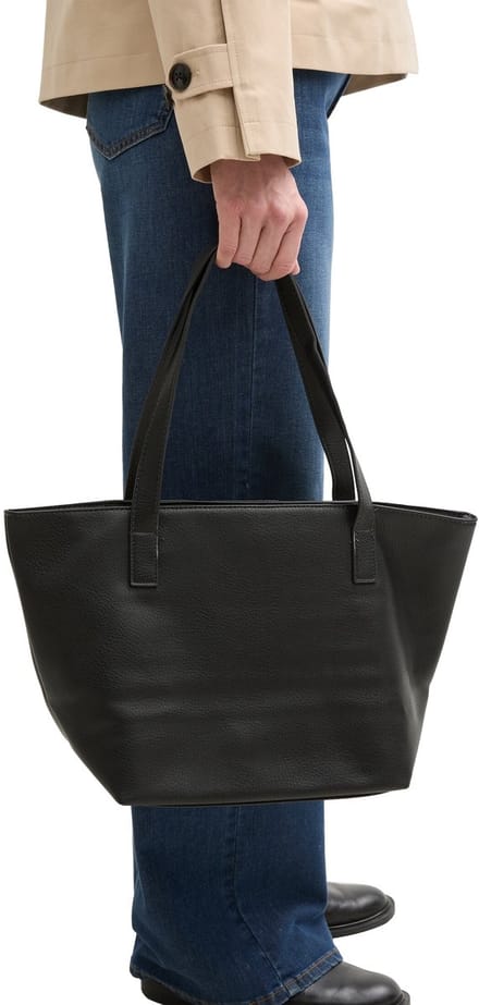 Tom Tailor - TTMIRI L shopper met logobadge - Maat ONESIZE - schwarz / black