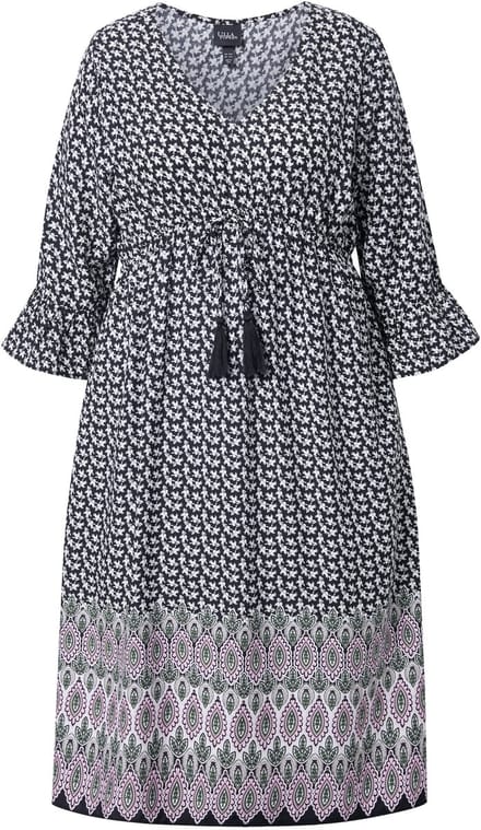 Ulla Popken - Dames - Maxi jurken - Zwart - Maat 42+