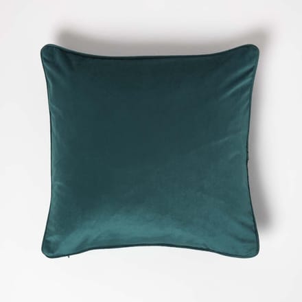 Homescapes fluwelen kussenhoes groen met bies, 46 x 46 cm