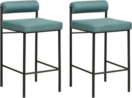 AMAYA - Barkruk set van 2 - Blauwgroen - Polyester