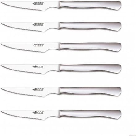 Steakmessenset - ARCOS - 6 stuks - Roestvrijstalen messen - Monobloc handvatten - 11 cm