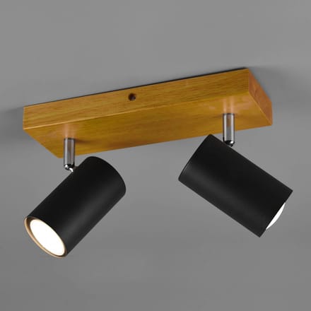 Trio Lighting Marley plafondspot, mat zwart, 2-lamps