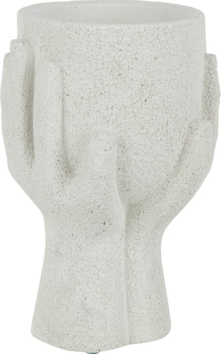 J-Line bloempot Handen - cement - wit - small - 2 stuks - Ø 11 cm