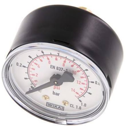 0..1 Bar Manometer Achteraansluiting Staal/Messing 50 mm Klasse 1.6