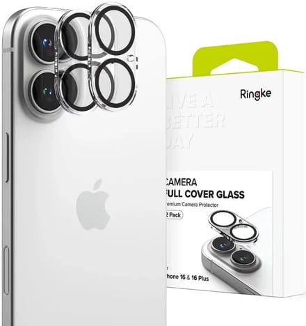 Ringke Full Cover Glass - Camera Protector Geschikt voor Apple iPhone 16 / 16 Plus - Tempered Glass - Case Friendly - 2-Pack