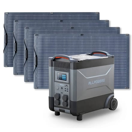 ALLPOWERS Solar Generator Kit 4000W (R4000 + SF100 100W Flexible Solar Panel) - R4000 + 4PCS SF100 Solar Panel 100W