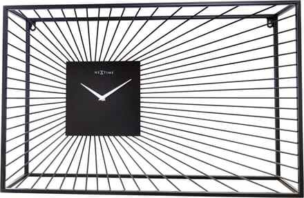 NeXtime Vasco – Grote Wandklok – 70 × 45 × 15 cm – Metaal – Zwart – Stil