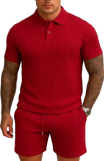 Zomerset Heren - Polo en Korte Broek - Bordeaux Rood