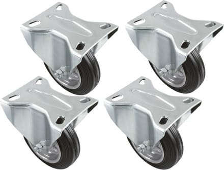 AMIG bokwiel/transportwiel - 4x - D100mm - rubber - 90kg draagvermogen - rollager