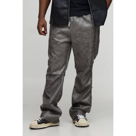 Plus Antique PU geplooide, geplooide en uitlopende broek | Black | Size 44