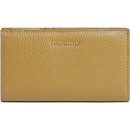 COCCINELLE Leren portemonnee Metallic Soft Wallet Seagrass kaki
