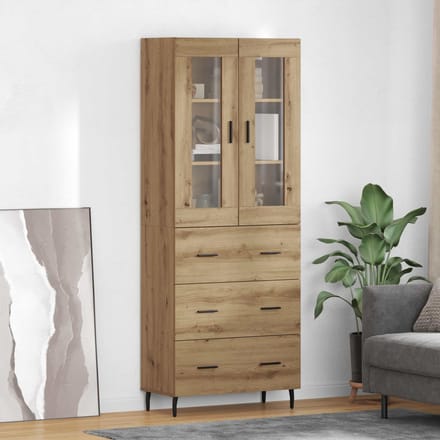 vidaXL - Highboard - 2 - st - Artisan - Eiken - 69,5 - x - 34 - x - 180 - cm - Bewerkt - hout
