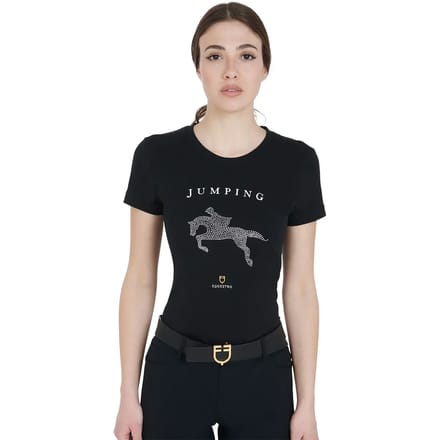 Katoenen dames-T-shirt Equestro Jumping Diamonds