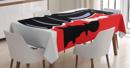 ABAKUHAUS Tafelkleed – Schaakstukken, satijn 140x240 – koksgrijs multicolor