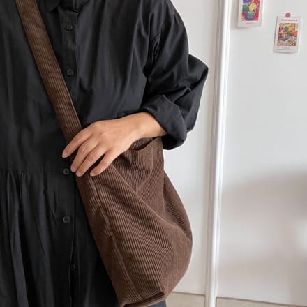 Schoudertas Corduroy Retro - Donkerbruin