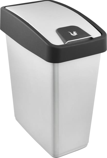 Keeeper - Afvalbak - Met Flip Deksel 47x39x24 - 25 L - Zwart/grijs