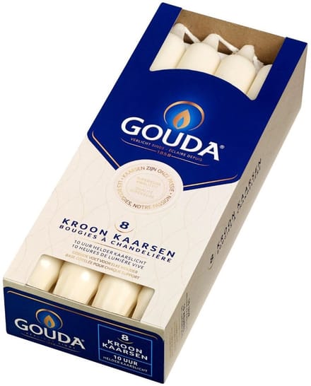 Gouda - Kroonkaarsen - 48 stuks - Ivoor - 10 branduren - 24 cm
