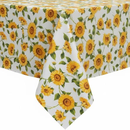 Protecttable - Tafelzeil Zonnebloem Wit 160cm 160x250cm - Tafelkleed Afwasbaar - Kunststof