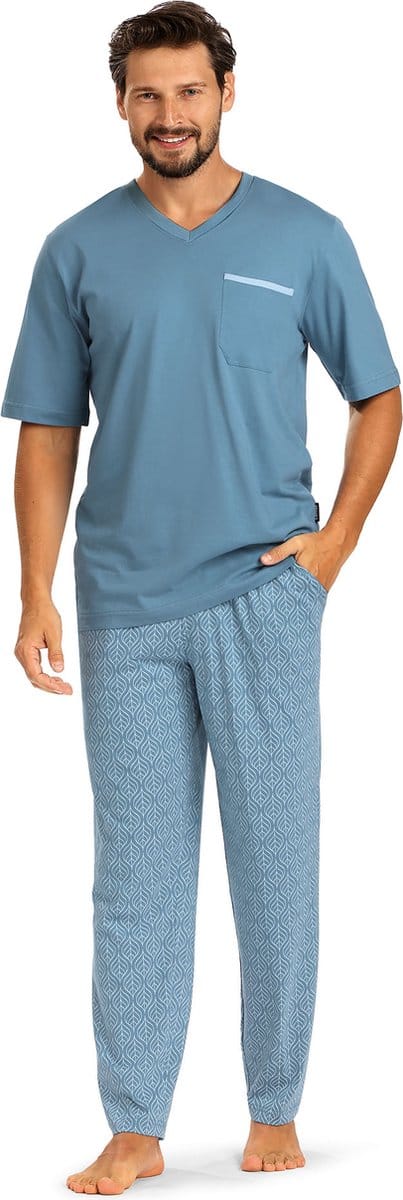 Heren Pyjama 'Ornamental Malaga' Smokey Blue