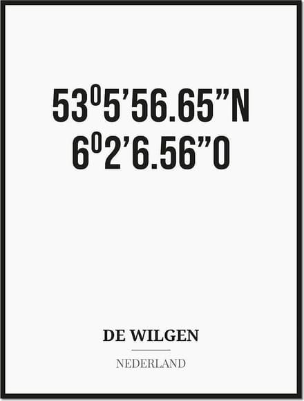 Poster/kaart DE WILGEN met coördinaten