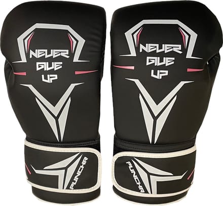 PunchR™ Never Give Up (Kick)Bokshandschoenen Zwart Wit