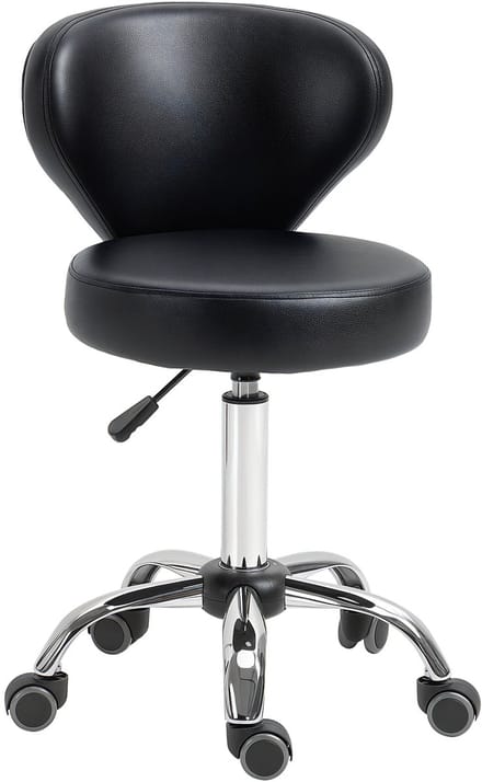 HOMCOM-Salonhocker-Kunstleder-54L x 45B x 73-88H cm-Schwarz