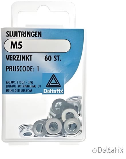 Sluitringen m5. Verzinkt. 60 stuks. Deltafix. M5 x10 x 1mm. Din.125A.