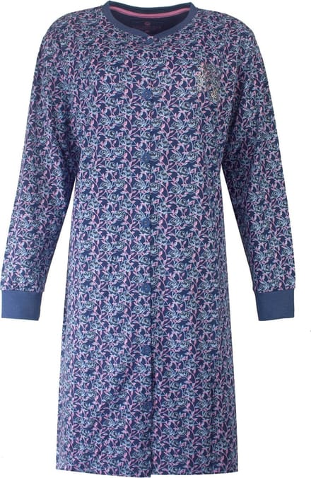 Tenderness Dames Nachthemd - Doorknoop - Blauw - Maat S