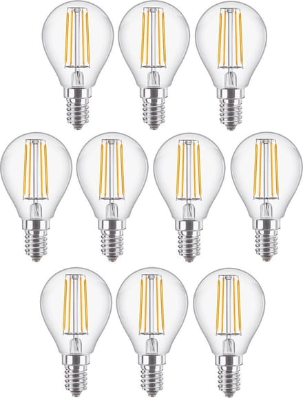 10 stuks | Philips LED kogellamp 4.3W 470lm 2700K helder Niet-Dimbaar P45 | E14 | Extra Warm Wit | 4.3 watt | 15.000 Branduren