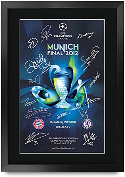 A3 Ingelijste Gesigneerde Voetbal Print - Perfect Cadeau Voor Fans