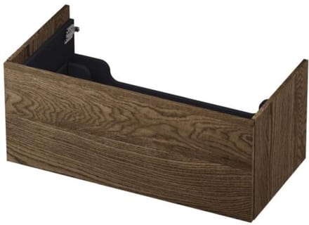 INK - Onderkast 1 Lade Push 2 Open Bestaande Uit - 900x450x376 Mm - Massief Eiken Charcoal
