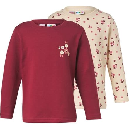 LUPILU Set van 2 kinder thermoshirts (Beige/rood, 122/128)