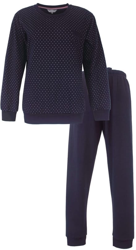 Tenderness Dames Pyjama - Fleece - Lange Mouwen - Donker Blauw - Maat 3XL