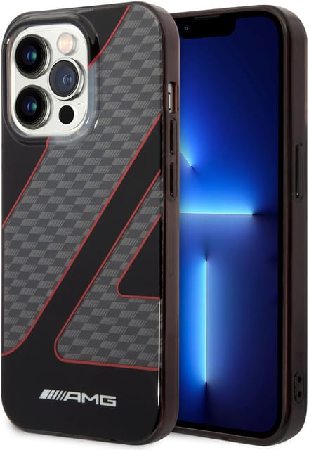 AMG Back Cover - iPhone 14 Pro Hoesje - Rood - Slank Design met Carbonlook