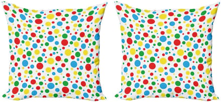 ABAKUHAUS – Kussenhoezen Set 2x40x40 cm – Multicolor stippen – Dubbelzijdig bedrukt – Ritssluiting – Microvezel