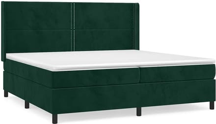 vidaXL - Boxspring - met - matras - fluweel - donkergroen - 200x200 - cm