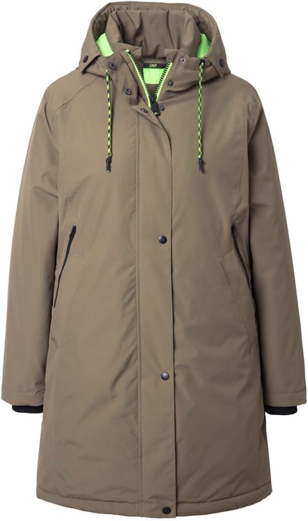 Laurasøn - Dames - Functionele jas capuchon 2-wegrits - Kaki - Maat 40+
