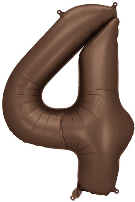 Folieballon nummer 4 in bruin 86cm