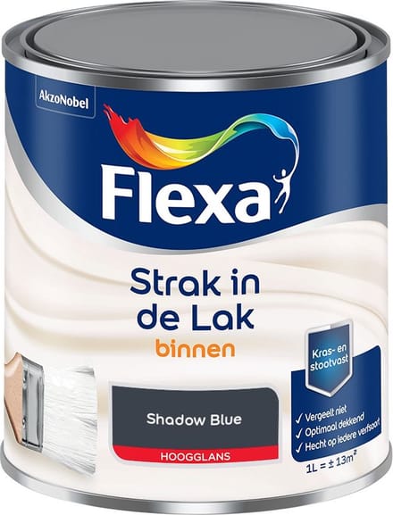 Flexa - Strak In De Lak Binnenlak Hoogglans - Shadow Blue - Mengverf - 1 L