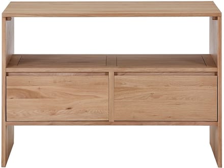 Vente-unique Wastafelmeubel van massief eikenhout - Licht natuurlijk - 110 cm - CAVIZO
