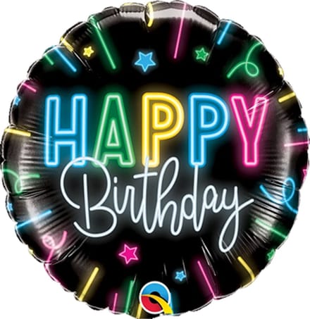 Qualatex - Folieballon Happy Birthday Neon 46 cm