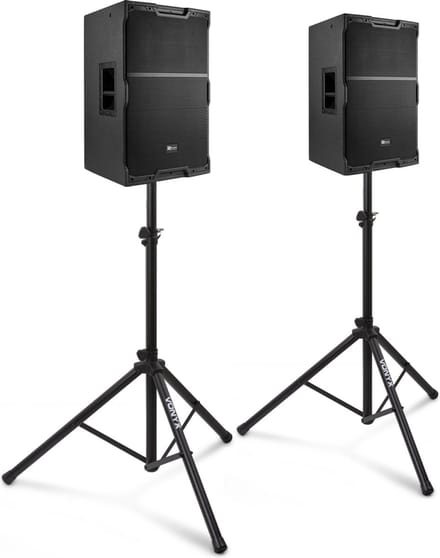 Power Dynamics PDY212A actieve speakerset met statieven - 12 inch - 1400W - Zwart